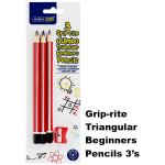 Marlin Jumbo Triangular Pencils 3's + Sharpener